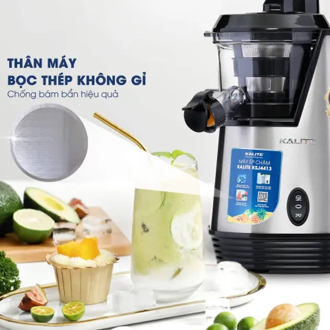 Máy Ép Chậm Kalite KSJ4413 - Thiết Kế Thép Không Gỉ, Trục Ép Đảo Chiều, Ép Trái Cây & Rau Sạch, Giữ Dưỡng Chất Tối Đa