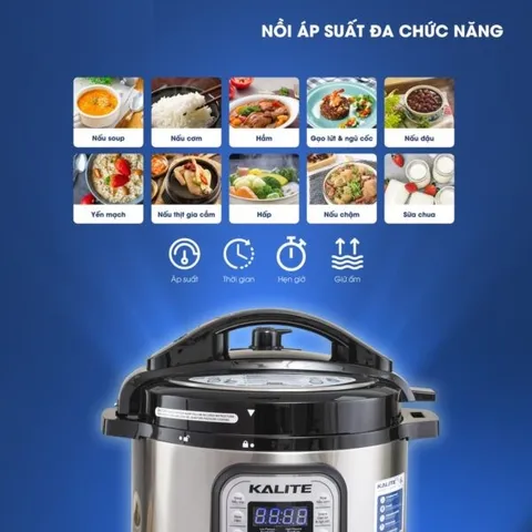 Nồi Áp Suất Điện Đa Năng Kalite KL-636 - 5 Trong 1, 10 Chế Độ Nấu Ưu Việt, Dung Tích 6L, Tiết Kiệm Thời Gian và Năng Lượng