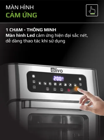 Nồi Chiên Không Dầu Olivo AF12 Dung Tích 12L - Công Suất 1800W, Thiết Kế Hiện Đại, 8 Chương Trình Nấu Ăn Tiện Lợi