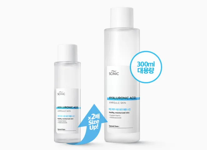Nước Hoa Hồng Scinic Hyaluronic Acid Ampoule Skin 300ml - Toner Cấp Nước Cho Da Mềm Mịn, Căng Bóng, Duy Trì Độ Ẩm