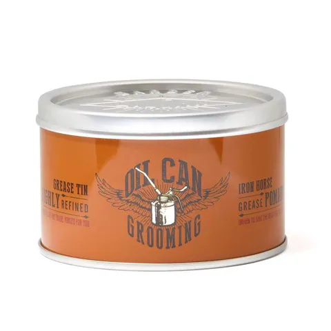 Sáp Vuốt Tóc Nam Oil Can Grooming Iron Horse Grease Pomade - Giữ Nếp Lâu, Độ Bóng Đẹp, Hương Amber & Vanilla - 100ml