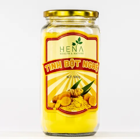 Tinh Bột Nghệ Nguyên Chất Hena 500g - Hỗ Trợ Làm Đẹp, Cải Thiện Sức Khỏe, Giảm Cân, Chống Oxy Hóa - Thực Phẩm Chức Năng Cao Cấp