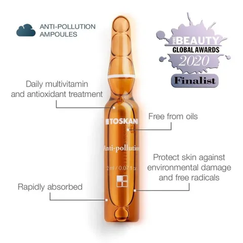 Toskani Ampoules Chống Ô Nhiễm - Serum Tái Tạo Tế Bào Vitamin A, B3, C, E Cho Làn Da Tươi Sáng & Khỏe Mạnh