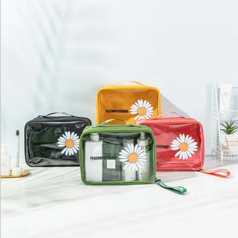 Túi Đựng Mỹ Phẩm Du Lịch Peachmysterious Sun Flower Trong Suốt, Kháng Nước, Thiết Kế Tinh Tế, Dung Tích Lớn - Phụ Kiện Thời Trang Hữu Ích
