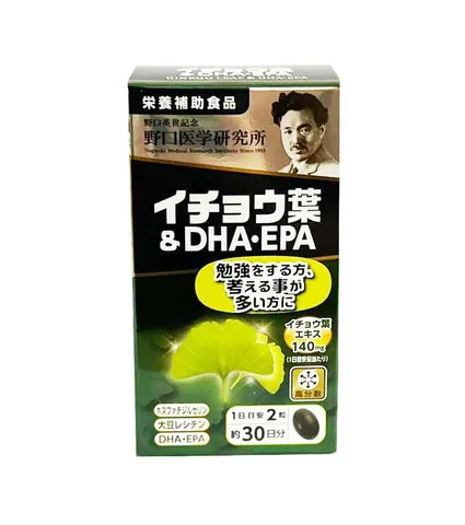 Viên uống bổ não DHA EPA Noguchi Nhật Bản - Hỗ trợ trí nhớ và thị lực với chiết xuất Ginkgo Biloba, 60 viên, sản phẩm chất lượng cao