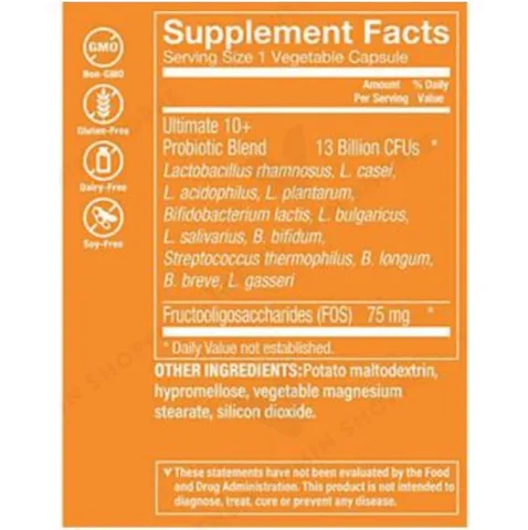 Viên Uống Bổ Sung Lợi Khuẩn The Vitamin Shoppe Ultimate 10+ Probiotics 13 Billion - Hỗ Trợ Tiêu Hóa Và Tăng Cường Miễn Dịch 30 Viên