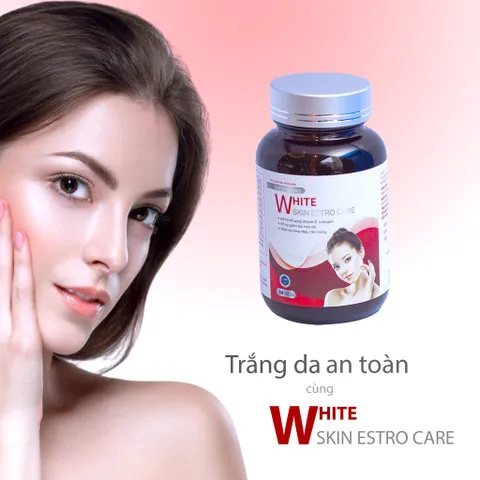 Viên Uống Hỗ Trợ Trắng Da White Skin Estro Care - Bổ Sung Collagen, Vitamin E, Giúp Da Trẻ Hóa, Mịn Màng, 30 Viên