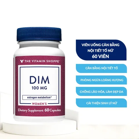 Viên Uống The Vitamin Shoppe Dim 100 MG Hỗ Trợ Cân Bằng Nội Tiết Tố Nữ - Ngăn Ngừa Lão Hóa, Cải Thiện Da và Giảm Triệu Chứng Tiền Mãn Kinh