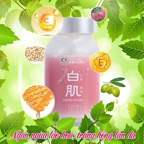 Viên Uống Trắng Da Shirohada Genki Fami - Chiết Xuất Tự Nhiên Nhật Bản, Dưỡng Trắng Da Mịn Màng, 90 Viên