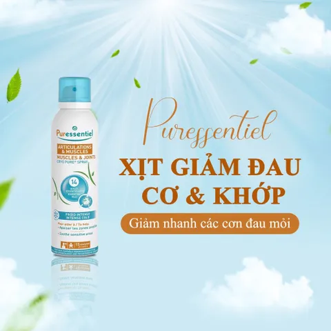 Xịt Giảm Đau Cơ và Khớp Puressentiel 150ml - Hỗ Trợ Làm Dịu và Giảm Đau Nhanh, Tinh Dầu Thiên Nhiên, Chất Lượng Pháp