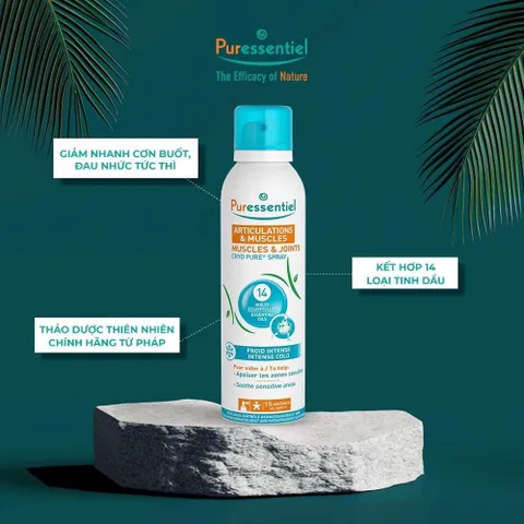Xịt Giảm Đau Cơ và Khớp Puressentiel 150ml - Hỗ Trợ Làm Dịu và Giảm Đau Nhanh, Tinh Dầu Thiên Nhiên, Chất Lượng Pháp