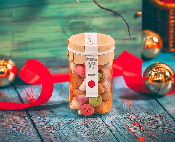 Bánh Cookie Macaron Đà Lạt L'angfarm Hộp 80g - Đặc Sản Ngon Miệng Handmade, Quà Tặng Xinh Xắn, Vị Bánh Tan Trong Miệng