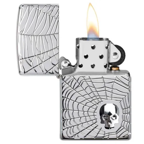 Bật Lửa Zippo 29931 Thiết Kế Đầu Lâu Mạng Nhện - Hàng Chính Hãng, Sang Trọng, Quà Tặng Độc Đáo