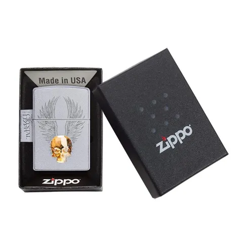 Bật Lửa Zippo 49034 Hình Đầu Skull Vàng - Thiết Kế Sang Trọng, Chất Liệu Đồng Thau Cao Cấp, Quà Tặng Phong Cách Mới
