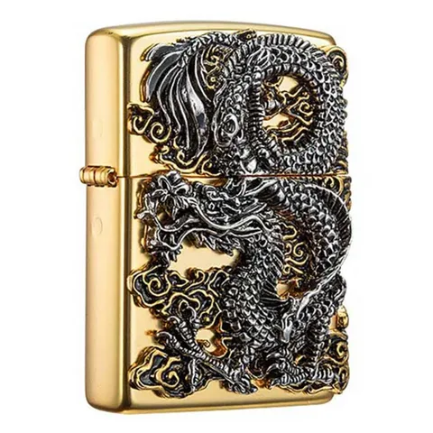Bật lửa Zippo Flying Dragon ZA-1-80A - Bật lửa đồng thau cao cấp với họa tiết rồng điêu khắc độc đáo, quà tặng sang trọng cho tín đồ đam mê đồ sưu tầm.
