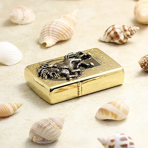 Bật Lửa Zippo ZA-1-32A Unicorn Gold - Bật Lửa Cao Cấp Hình Ngựa Unicorn Mạ Vàng, Món Quà Độc Đáo Cho Fan Fandom