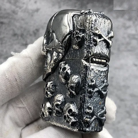 Bật Lửa Zippo ZA-3-185B The Armor Skull Silver - Họa Tiết Đầu Lâu Sang Trọng, Bền Bỉ, Quà Tặng Độc Đáo Cho Tín Đồ Zippo