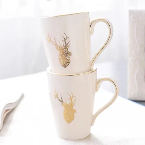 Bộ Cốc Đánh Răng Gốm Sứ Hình Hươu - Bộ Đồ Trang Trí Phòng Tắm Sang Trọng, Thiết Kế Tinh Xảo, 4 Món Họa Tiết Độc Đáo