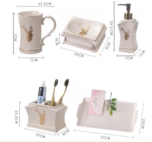 Bộ đồ dùng nhà tắm gốm sứ hình hươu tinh tế - Bộ sản phẩm đa năng tạo điểm nhấn cho không gian phòng tắm của bạn