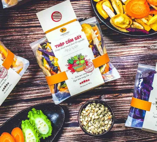 Combo 2 Túi Thập Cẩm Hoa Quả Sấy Giòn L'angfarm Mẫu Mawashi - Snack Healthy Từ Rau Củ Trái Cây Tươi Ngon, 800g