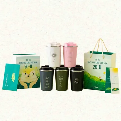 Hộp quà “Bàn tay ươm mầm” 20/11 Lason - Quà tặng tri ân thầy cô với cốc giữ nhiệt và phụ kiện cao cấp ý nghĩa