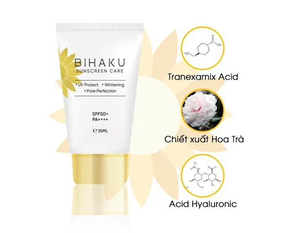 Kem Chống Nắng Bihaku Sunscreen Care SPF 50+ PA++++ - Bảo Vệ Da, Nâng Tone, Dành Cho Da Nhạy Cảm, 35ml