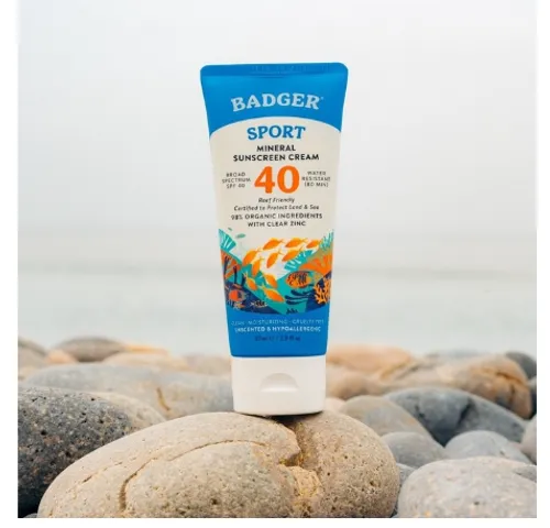 Kem Chống Nắng Vật Lý Badger Sport Mineral SPF 40 Kháng Nước, Bảo Vệ Da Trong Thể Thao Ngoài Trời, Dưỡng Ẩm Tự Nhiên