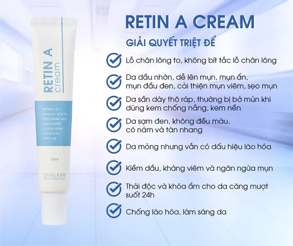 Kem Dưỡng Trẻ Hóa Da & Giảm Mụn Retinol Usolab 2.0 - Mỹ Phẩm Cao Cấp Hàn Quốc, Dưỡng Da Sáng Khỏe, 30ml