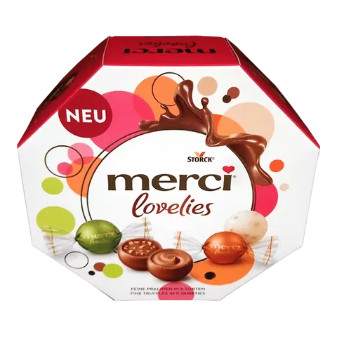 Kẹo Socola Storck Merci Lovelies Hộp Lục Giác Cao Cấp - Hương Vị Ngọt Ngào, Quà Tặng Ý Nghĩa Cho Mọi Dịp