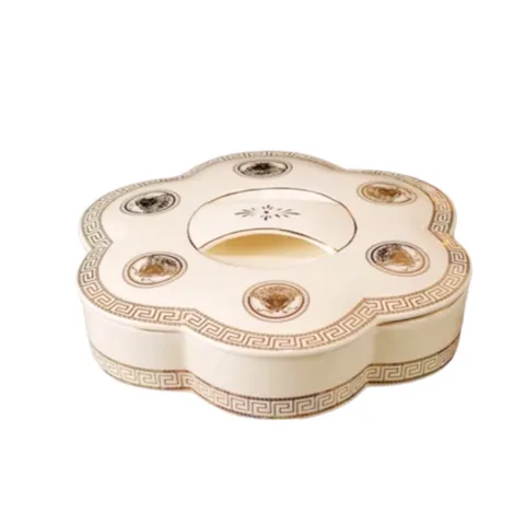 Khay Đựng Bánh Kẹo Gốm Sứ Họa Tiết Hoa Văn Sang Trọng Có Nắp - Thích Hợp Bày Bánh Mứt Tết Và Trang Trí Không Gian Nhà Ở