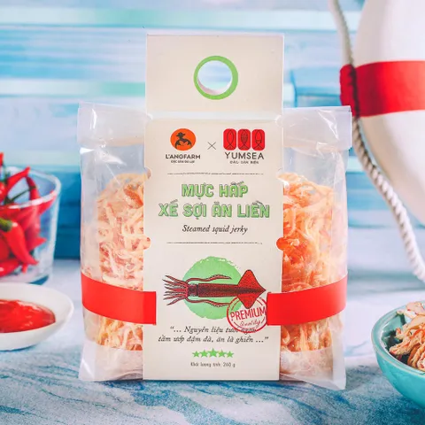 Mực Hấp Xé Sợi Ăn Liền Yumsea L'angfarm Mawashi 260g - Thức Ăn Vặt Ngon, Đậm Đà Hương Vị, Thích Hợp Cho Bữa Nhậu, Tiệc Tùng