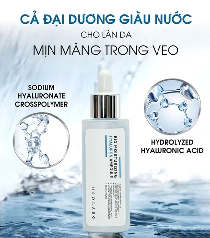 Serum HA Usolab Bio Moisturizing Hyaluron Ampoule 50ml - Dưỡng Da Căng Bóng, Đàn Hồi, Tươi Trẻ, An Toàn Cho Da Nhạy Cảm