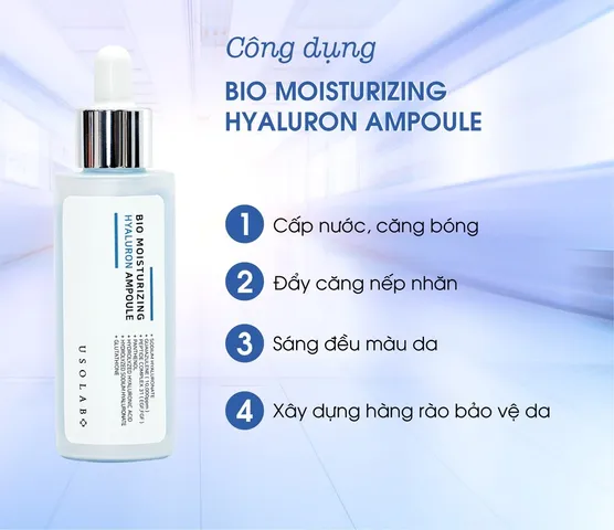 Serum HA Usolab Bio Moisturizing Hyaluron Ampoule 50ml - Dưỡng Da Căng Bóng, Đàn Hồi, Tươi Trẻ, An Toàn Cho Da Nhạy Cảm