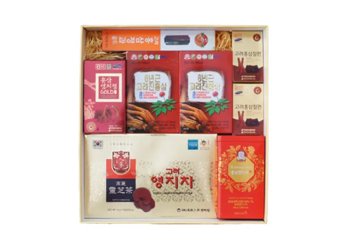 Set quà Tết sức khỏe PS51-1800 cao cấp - Quà tặng ý nghĩa cho năm mới, bao gồm trà, kẹo, nước và cao hồng sâm Hàn Quốc