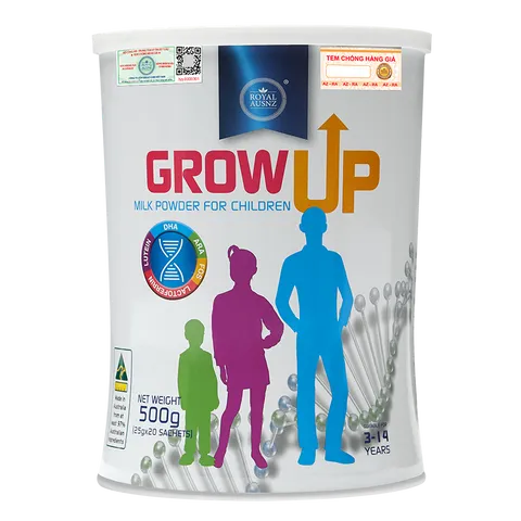 Sữa bột Royal Ausnz Grow Up Milk Powder 500g cho trẻ 3-14 tuổi - Hỗ trợ phát triển chiều cao, trí não và tăng cường sức đề kháng