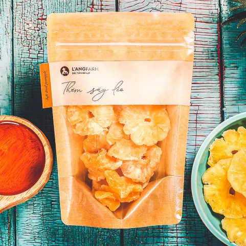 Thơm Sấy Dẻo L'angfarm Nguyên Chất 200g - Trái Thiên Nhiên Ngọt, Ít Đường, Snack Thích Hợp Quà Tặng, Bao Bì Đẹp Mắt