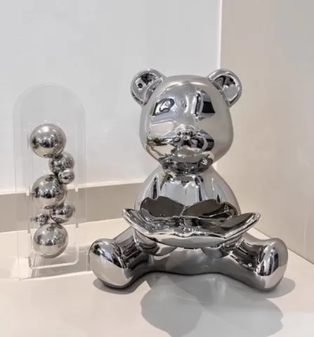Tượng Gấu Bê Khay Đựng Đồ Ngồi Đáng Yêu - Trang Trí Nhà Cửa Bằng Gốm Sứ, Quà Tặng Ý Nghĩa Cho Người Thân