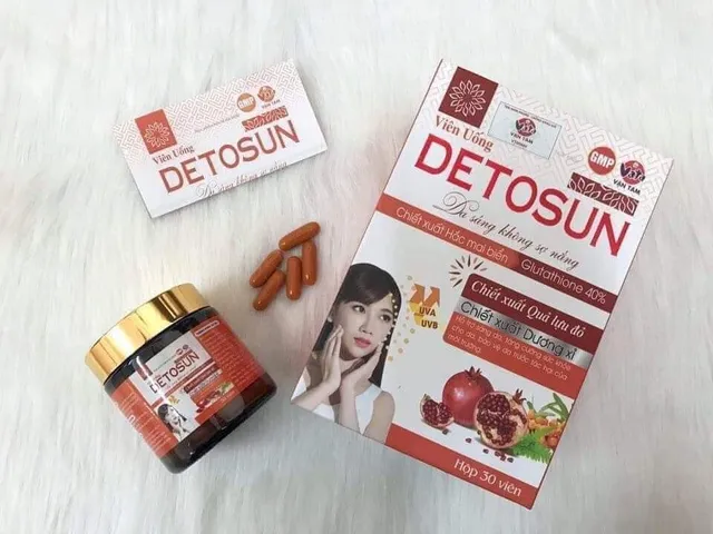 Viên Uống Chống Nắng Detosun Chiết Xuất Lựu Đỏ - Bảo Vệ Da Tối Ưu, Hỗ Trợ Chống Oxy Hóa, Làn Da Sáng Khỏe - Hộp 30 Viên