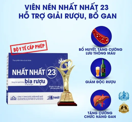 Viên uống Nhất Nhất 23 giải rượu và bổ gan - Hỗ trợ thanh lọc cơ thể cho người hay nhậu nhẹt, sản phẩm thiên nhiên hiệu quả.