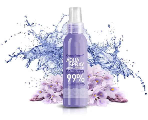 Xịt Khoáng Compliment Aqua Spray 99% - Cấp Ẩm & Phục Hồi Da, Chai 200ml, Giúp Da Mịn Màng & Trẻ Khỏe, Hàng Chính Hãng Nga