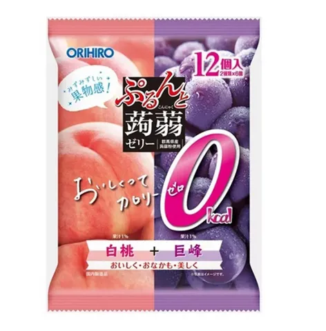Combo 2 Gói Thạch Mềm 0 Kcal Orihiro Nhật Bản Vị Đào Nho Tím - Bánh Kẹo Không Calo Thơm Ngon, Dinh Dưỡng Từ Trái Cây