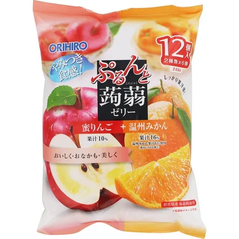 Combo 2 Thạch Mềm Trái Cây Orihiro Nhật Bản Vị Táo Cam - Ngon, Giàu Vitamin, Thích Hợp Mọi Lứa Tuổi, Dễ Dàng Mang Theo