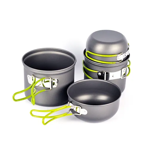 Bộ 4 Nồi Tay Cầm Xếp Gọn Chống Dính - Hợp Kim Nhôm Bền Đẹp, Tiện Lợi Cho Gia Đình 2-4 Người, Phù Hợp Với Dã Ngoại