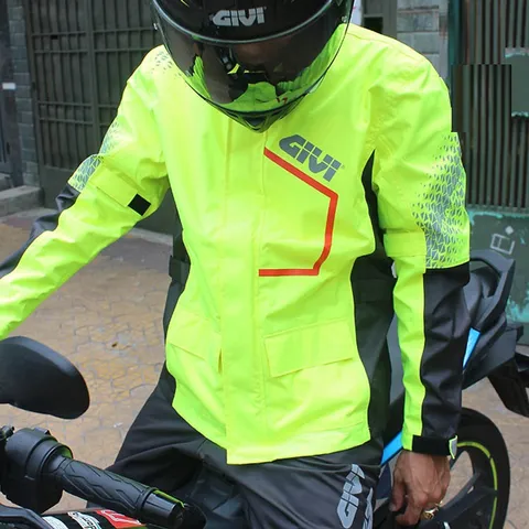 Bộ Áo Mưa Cao Cấp Givi PRS04 Vàng Neon với Dây Phản Quang - Chống Thấm, Thoáng Khí cho Du Lịch và Thể Thao