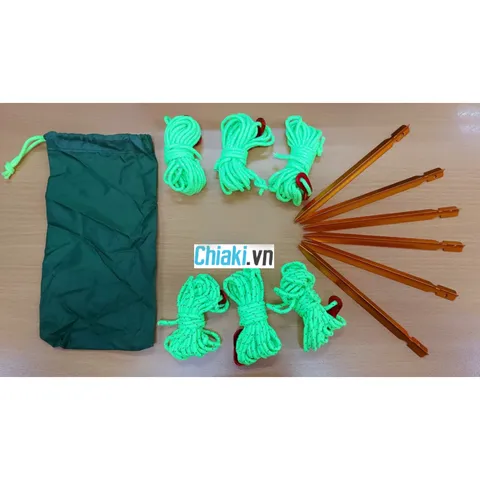 Bộ cọc nhôm 3 chấu và dây dù phản quang giữ lều bạt cắm trại 18cm - Tiện lợi cho chuyến đi picnic dã ngoại ngoài trời