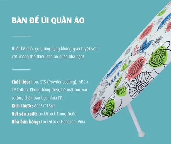 Cầu Là Thấp Ủi Quần Áo Lock&Lock P-1115 - Bàn Là Hơi Nước Tiện Dụng, Thiết Kế Nhỏ Gọn và Chống Trơn Trượt