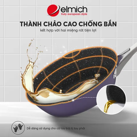 Chảo Inox Elmich Hera EL-8188 Chống Dính 28cm - Thiết Kế Sang Trọng, Bắt Nhiệt Tốt Dùng Với Tất Cả Các Loại Bếp