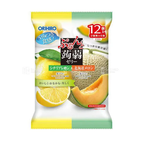 Combo 2 Gói Thạch Mềm Trái Cây Orihiro Nhật Bản Vị Chanh Dưa Lưới - Món Tráng Miệng Ngon, Giàu Vitamin, Thơm Ngọt, Dễ Ăn
