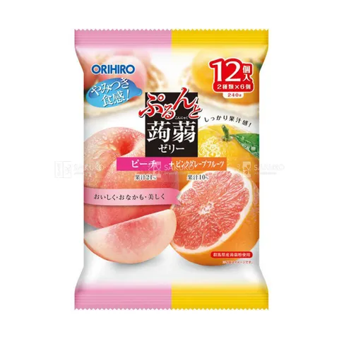 Combo 2 Gói Thạch Mềm Vị Đào Bưởi Hồng Orihiro Nhật Bản - Bánh Kẹo Ngon, Giàu Vitamin và Chất Xơ, Dễ Dàng Mang Theo