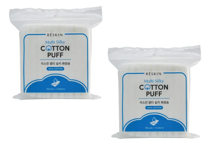 Combo 2 túi bông tẩy trang cotton 3 lớp 180 miếng Reskin - Bông mềm, không xơ, an toàn cho mọi loại da, dễ dàng tẩy trang